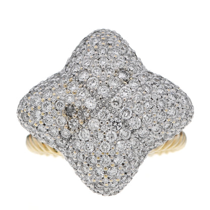 David Yurman 18K Yellow Gold Diamond Pave 23mm Quatrefoil Ring 52 6 1 of 7