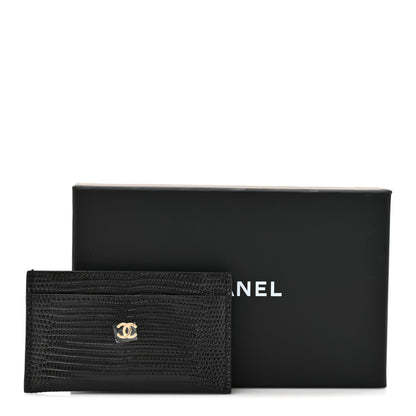 Chanel Calfskin Lizard Embossed Card Holder Black 8 of 8
