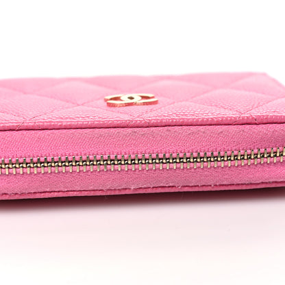 Chanel Caviar Quilted Zip Coin Purse Pink 11 of 13