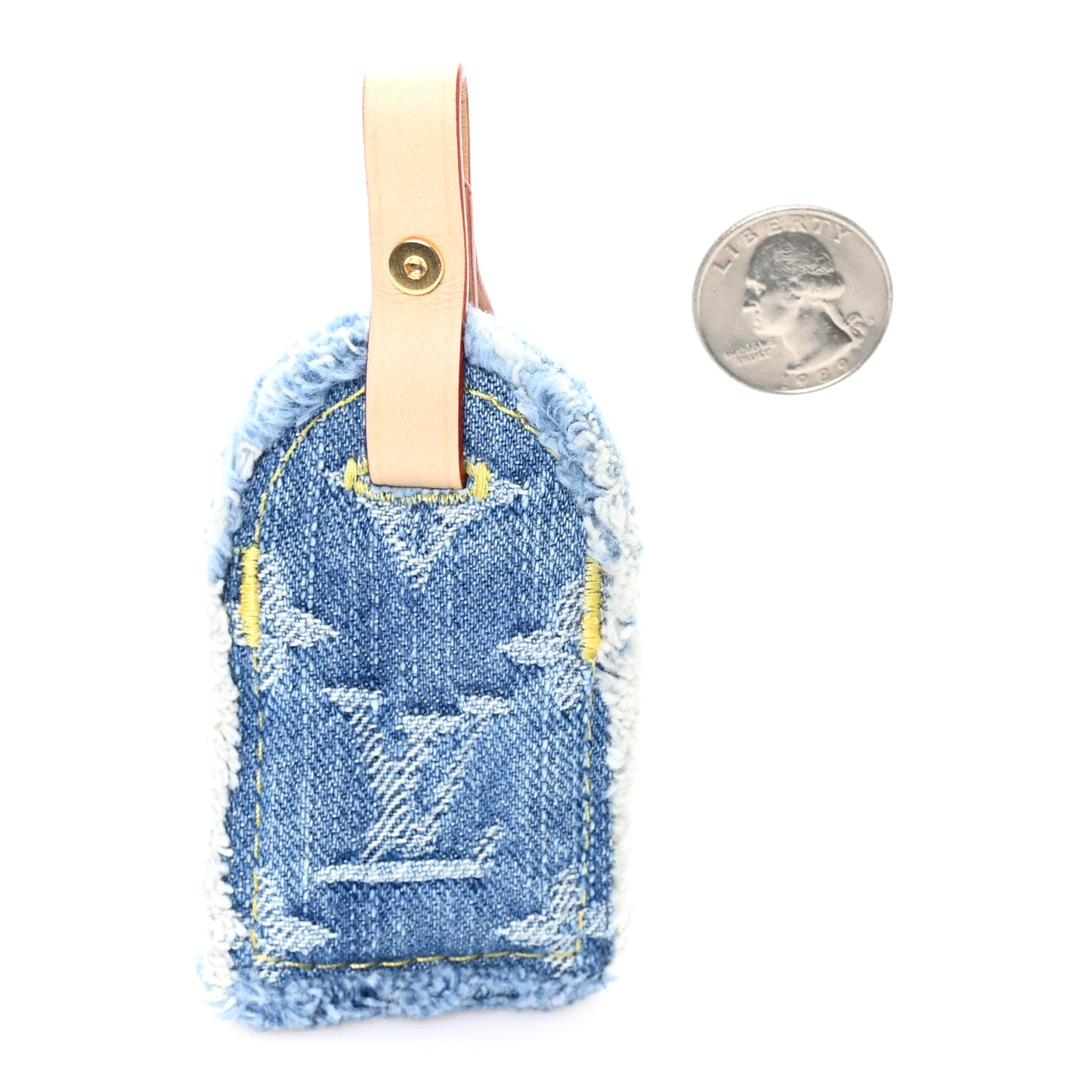 Monogram Denim Carryall Luggage Tag Blue