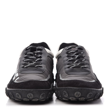 Chanel Nylon Calfskin Womens CC Sneakers 41 Black White 2 of 10