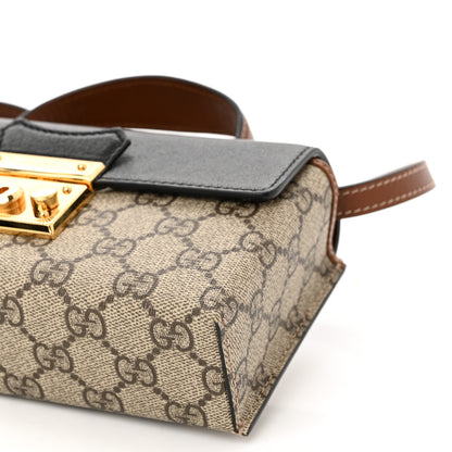 Gucci GG Supreme Monogram Calfskin Mini Padlock Top Handle Shoulder Bag Beige Black Cuir 10 of 12