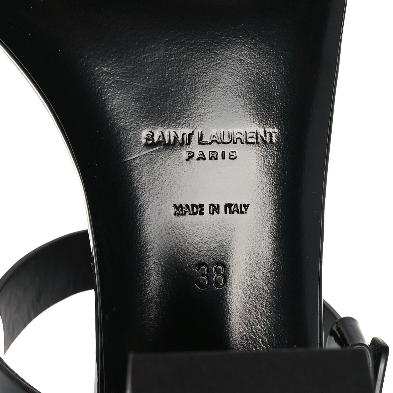 Saint Laurent Patent Calfskin Cassandra 75 Sandals 38 Black 6 of 9