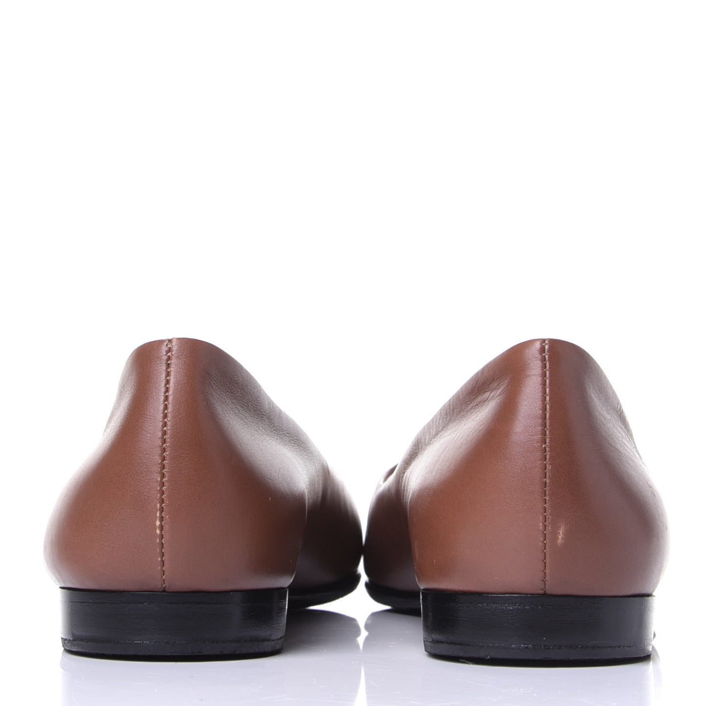 Lambskin Patent Cap Toe Ballerina Flats 36 Brown