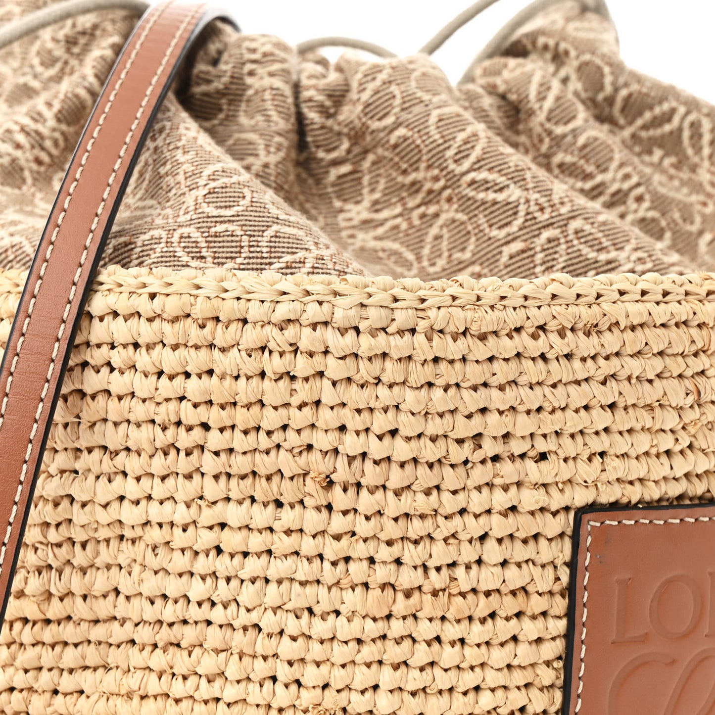 Calfskin Raffia Anagram Paulas Ibiza Pochette Bag Natural Tan