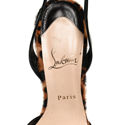 Christian Louboutin Patent Pony Hair Leopard Print Passiflore 140 Platform Sandals 37.5 Black 9 of 11