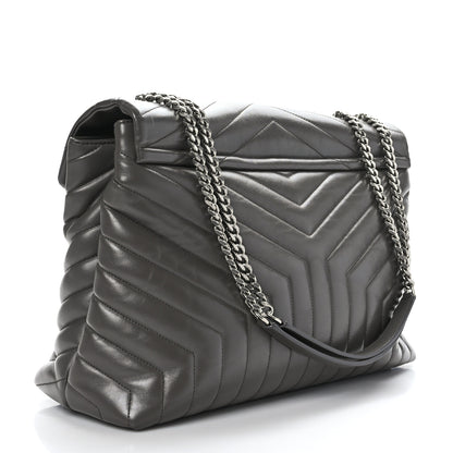 Saint Laurent Calfskin Y Quilted Monogram Large Loulou Chain Satchel Earth 3 of 10