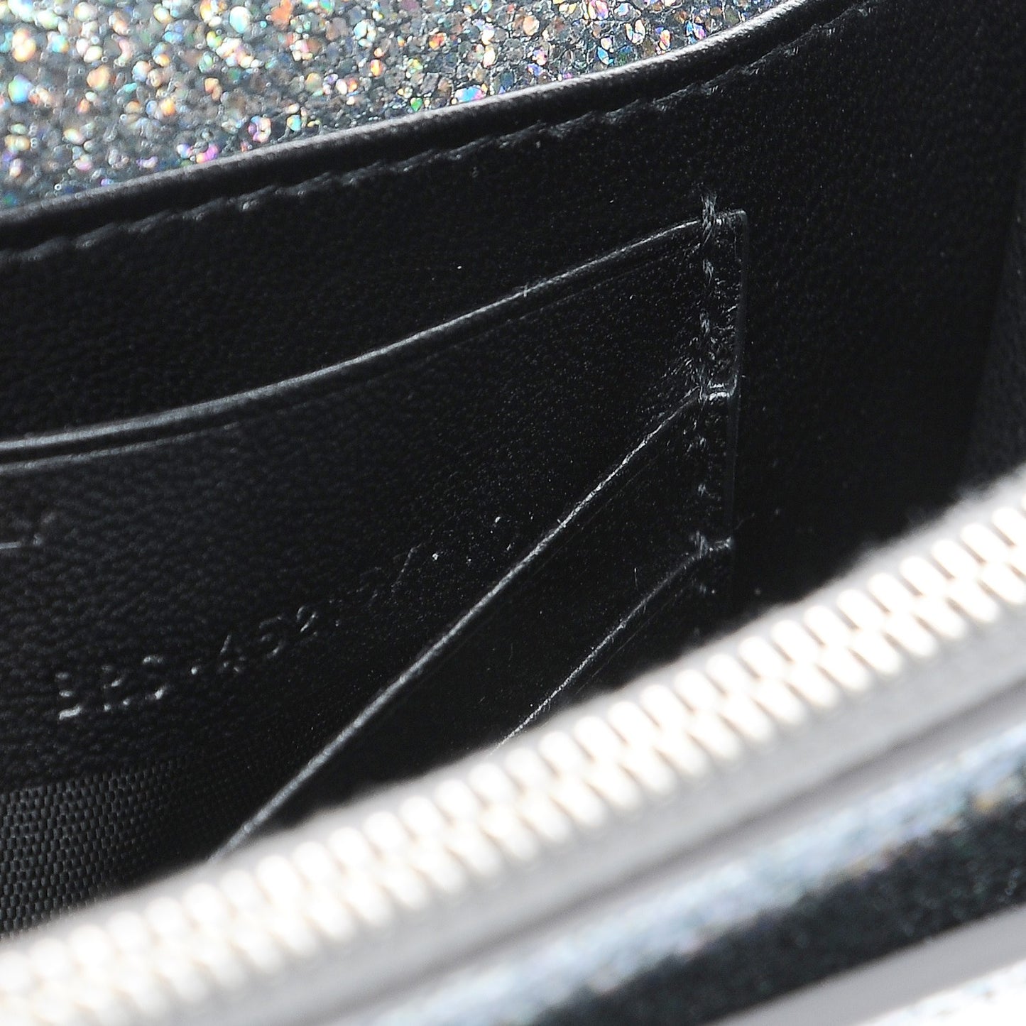 Metallic Crackled Calfskin Monogram Sunset Chain Wallet Star Light