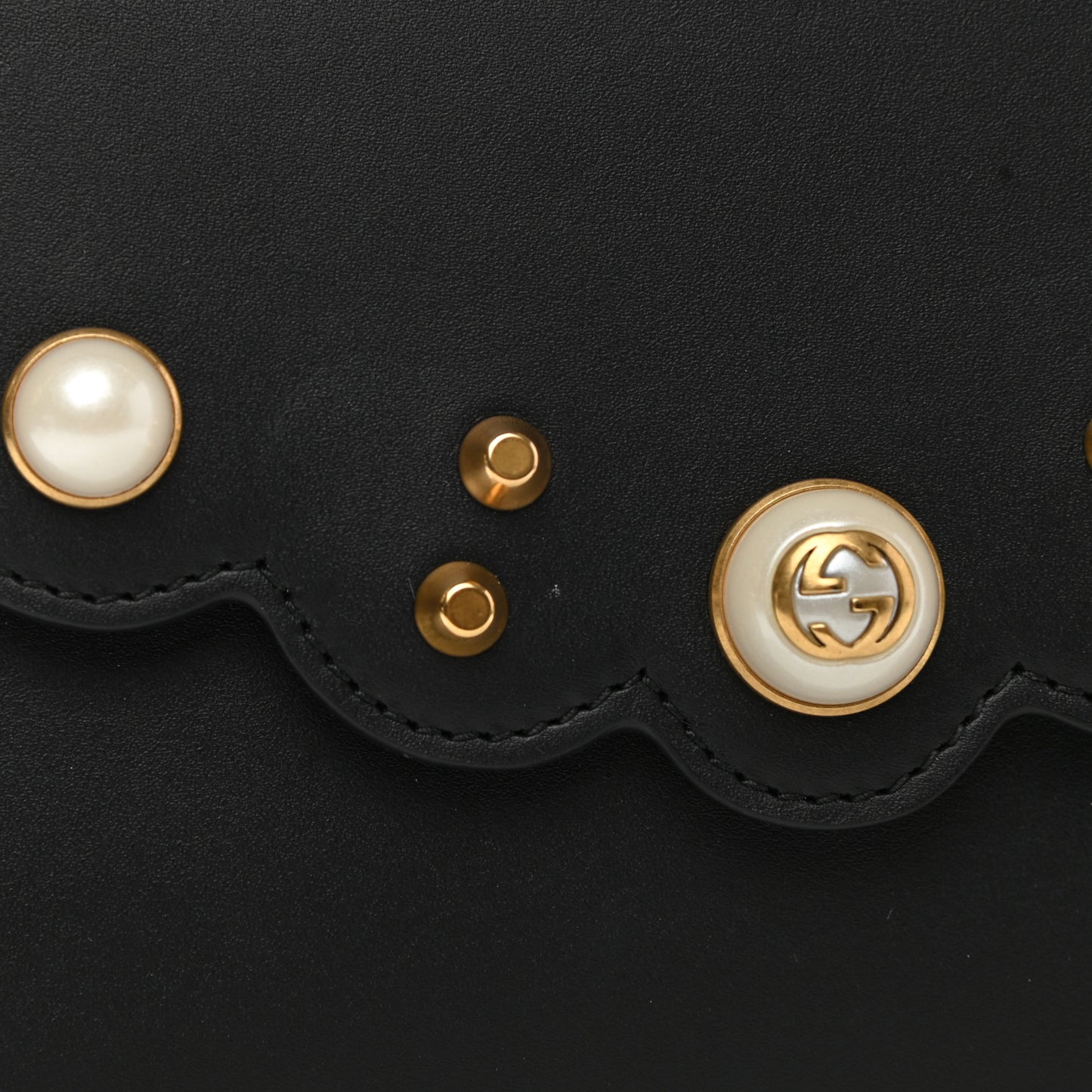 Calfskin Mini Peony Pearly Clutch Black