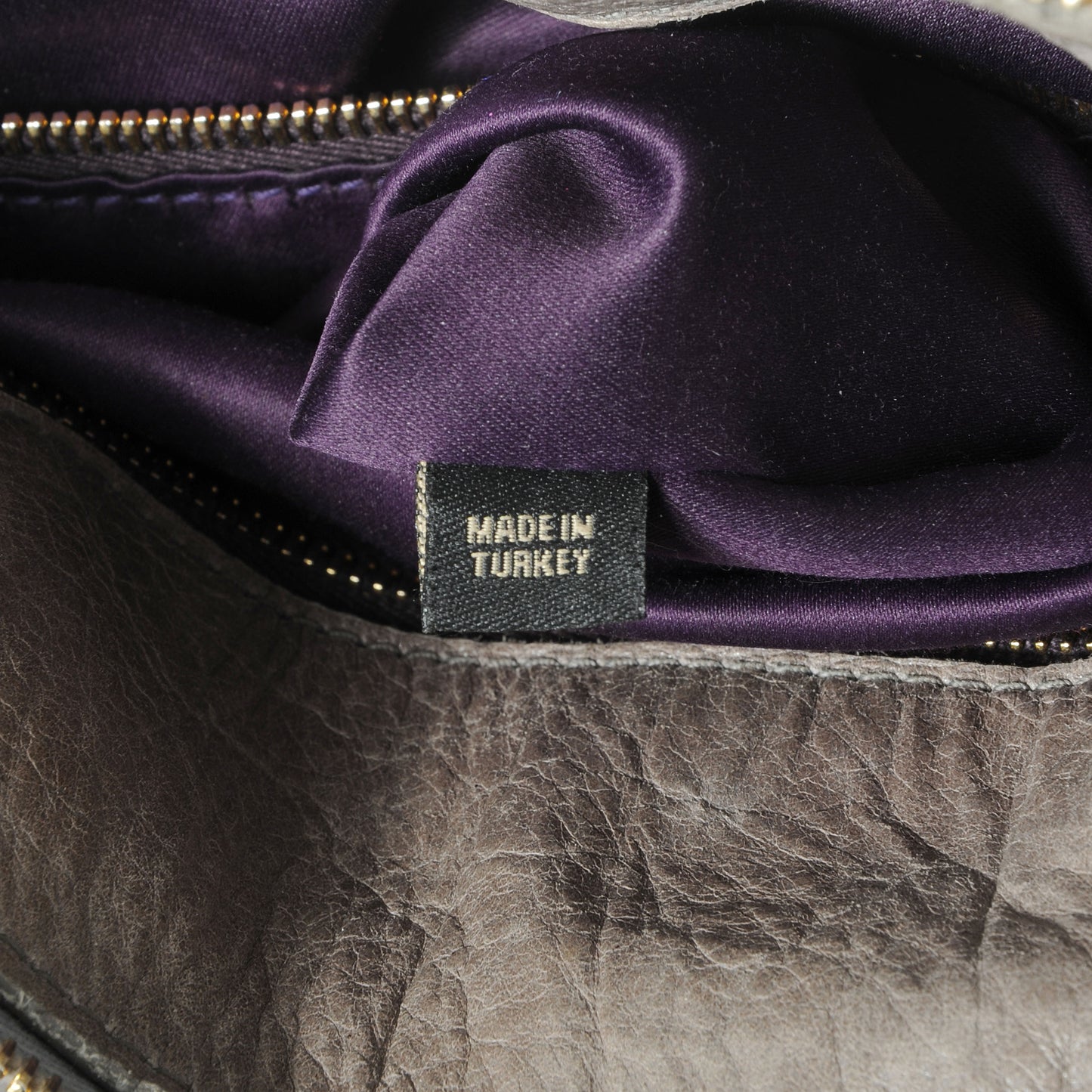 Vitello Lux Leather Large Bag Gray