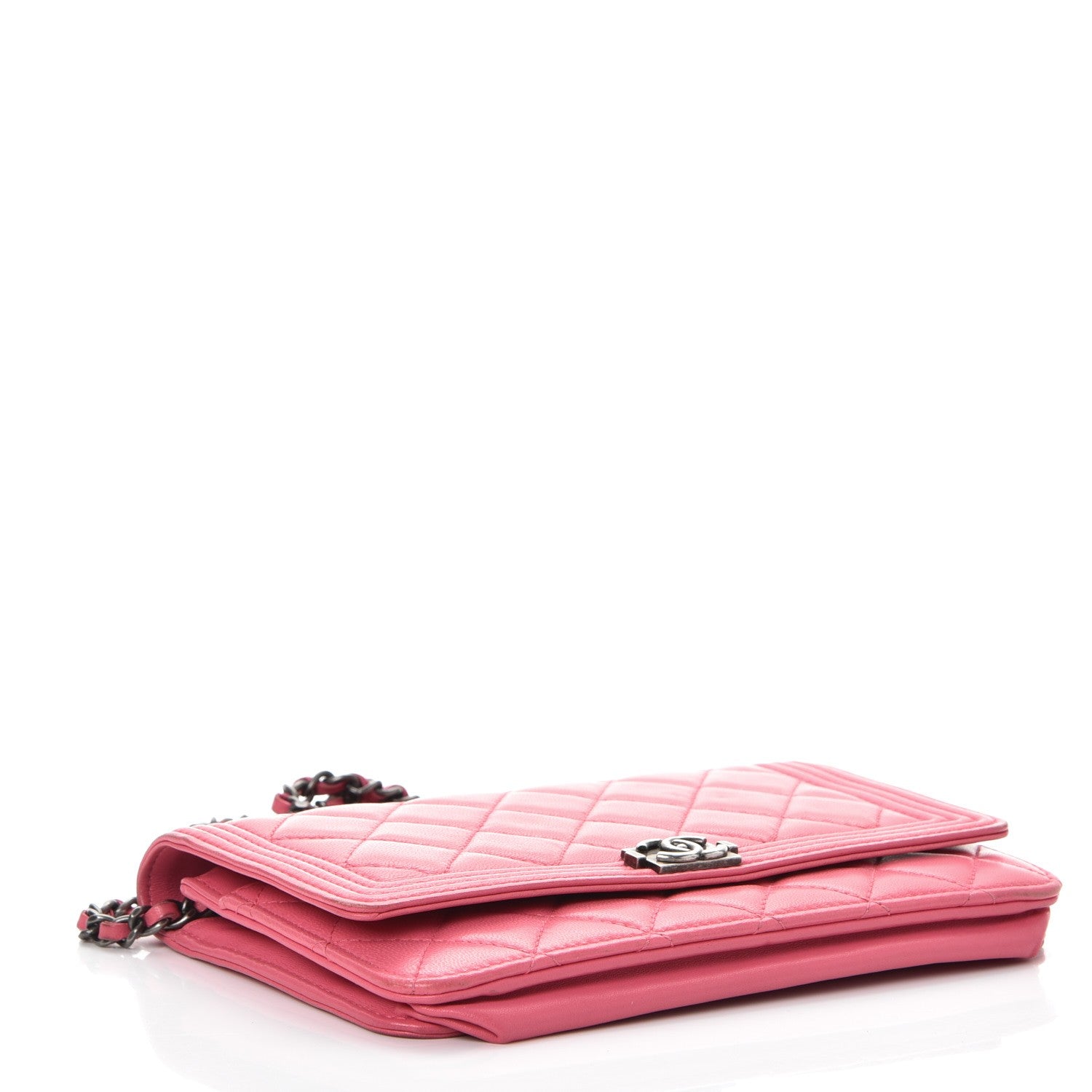 Chanel Lambskin Quilted Boy Wallet On Chain WOC Pink 4 of 14