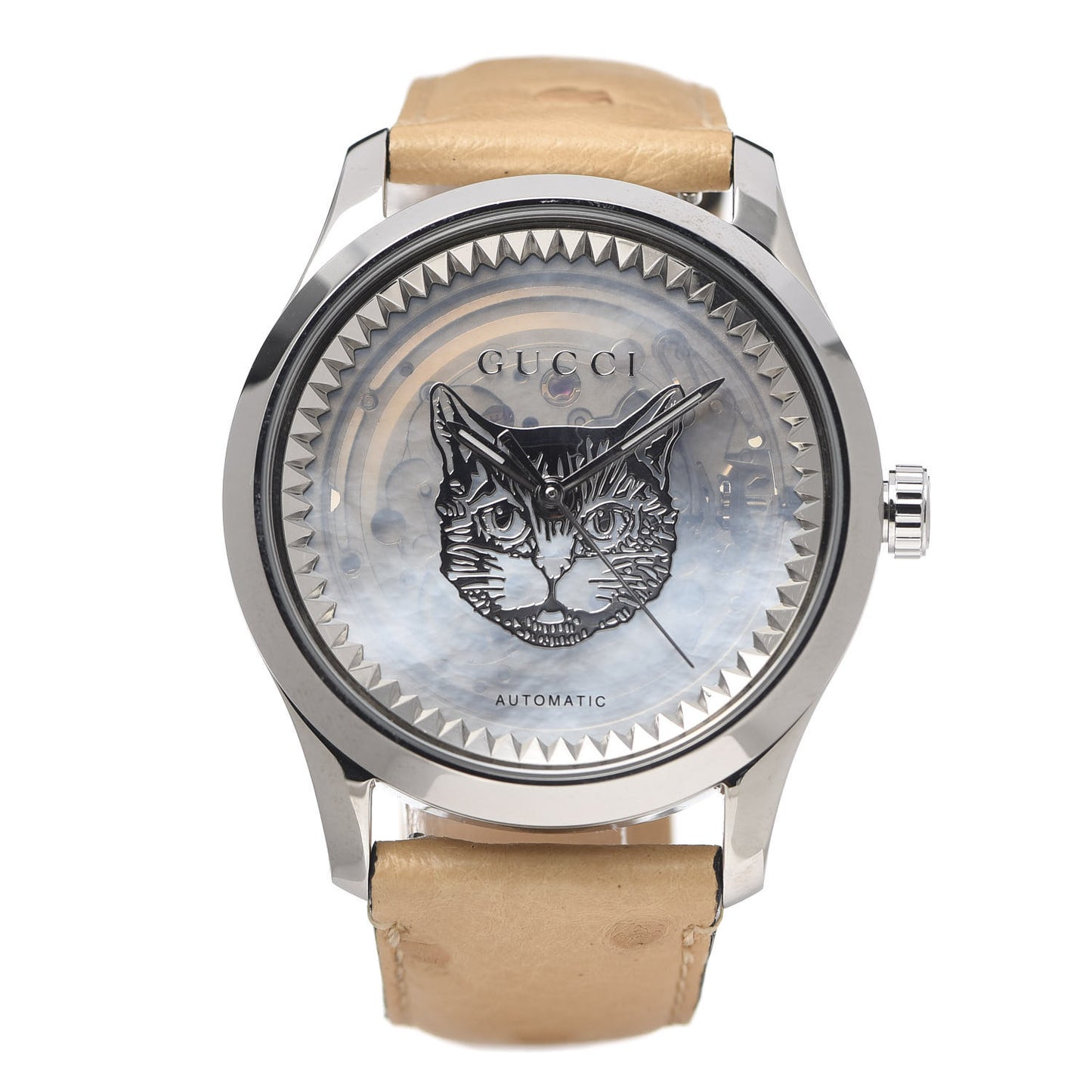 Stainless Steel Ostrich Mother of Pearl 38mm G-Timeless Cat Automatic Watch