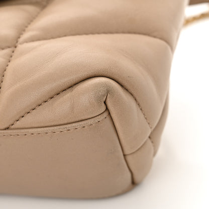 Saint Laurent Lambskin Quilted Toy Loulou Puffer Monogram Chain Satchel Dark Beige 11 of 16