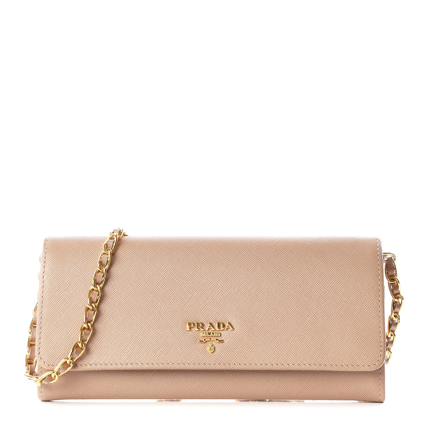 Saffiano Metal Oro Chain Wallet Cammeo