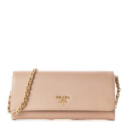 Prada Saffiano Metal Oro Chain Wallet Cammeo 1 of 9