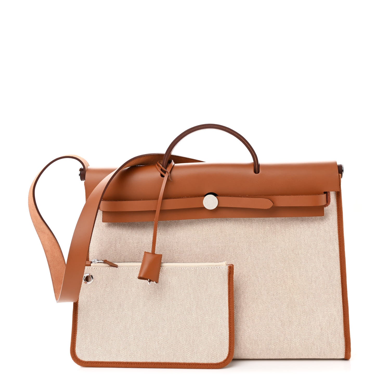 Hermes Vache Hunter Criss Viking Herbag Messenger 39 Ecru Beige Fauve 3 of 12