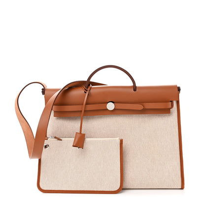 Hermes Vache Hunter Criss Viking Herbag Messenger 39 Ecru Beige Fauve 3 of 12