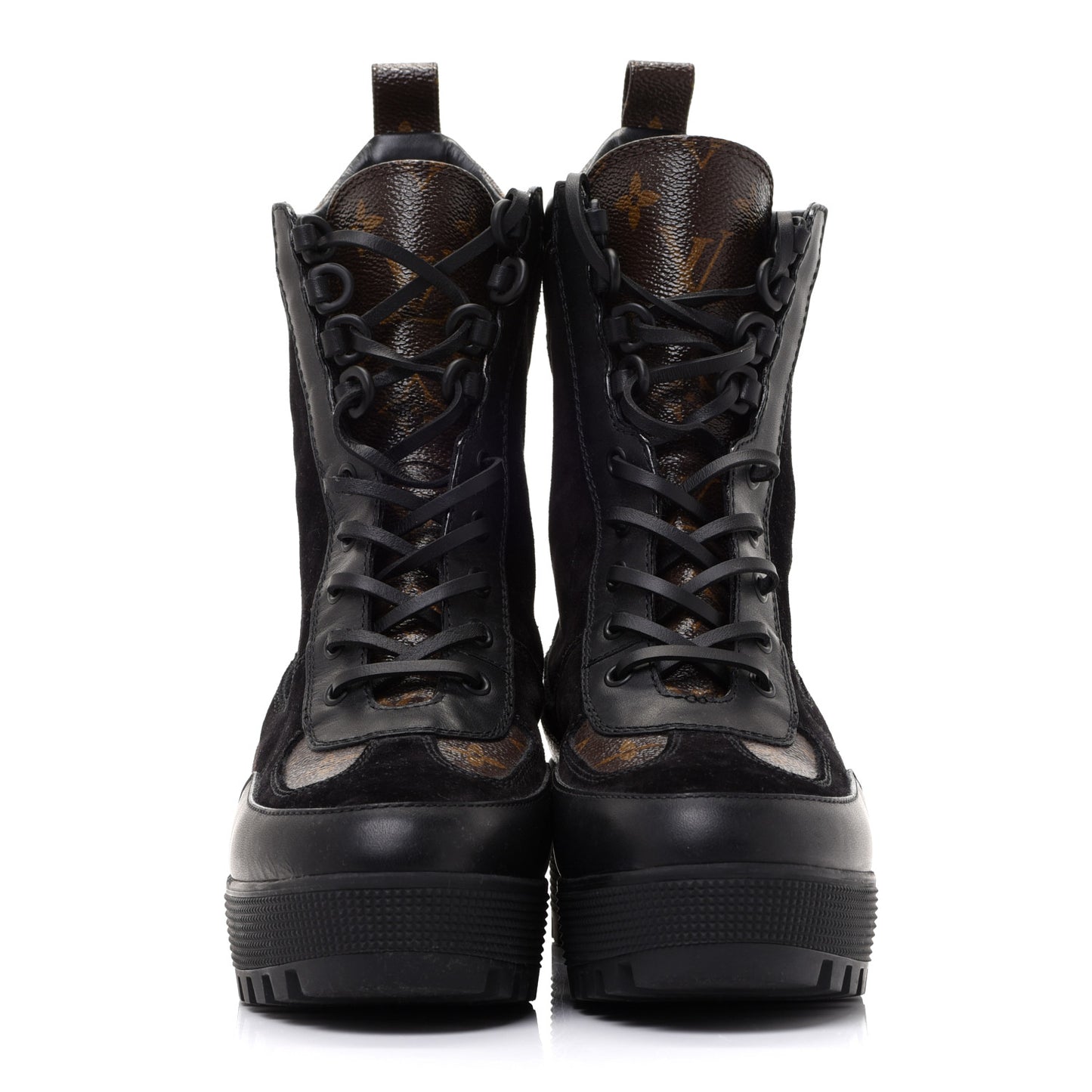 Suede Calfskin Monogram Laureate Platform Desert Boots 40 Black