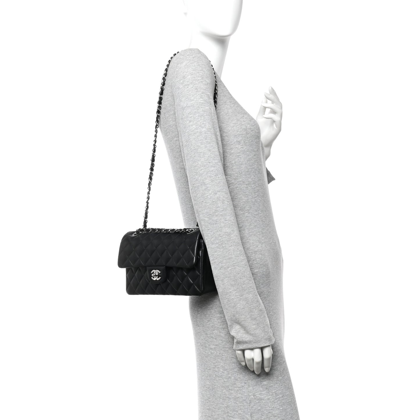 Lambskin Quilted Small Double Flap Black