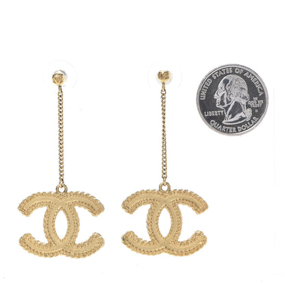 Chanel CC Drop Earrings Matte Gold 4 of 10
