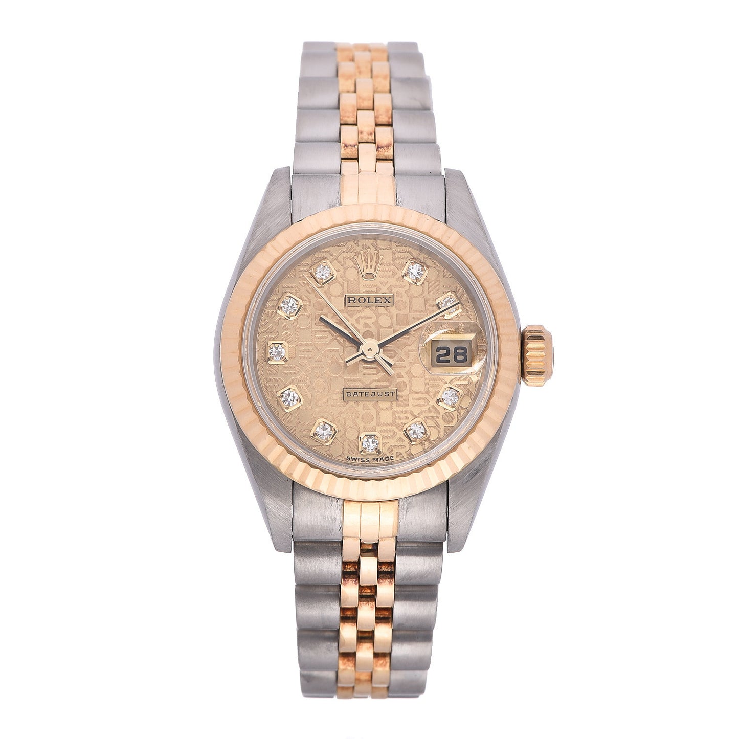 Stainless Steel 18K Yellow Gold Diamond 26mm Oyster Perpetual Datejust Watch Champagne Jubilee 179173