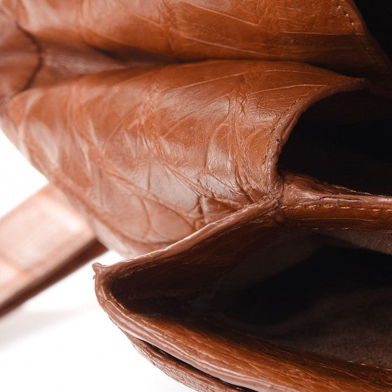 Crocodile Top Handle Tote Brown