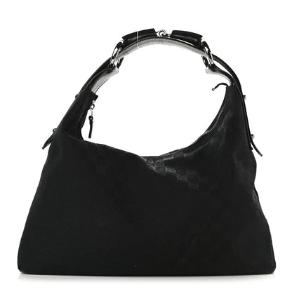 Gucci Monogram Medium Horsebit Chain Hobo Black 1 of 13