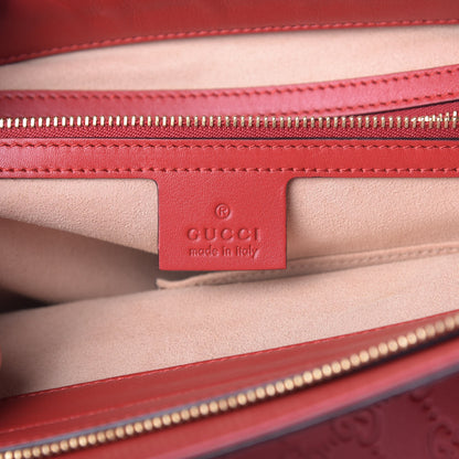 Gucci Soft Guccissima Signature Large Shoulder Tote Bag Hibiscus Red 6 of 13