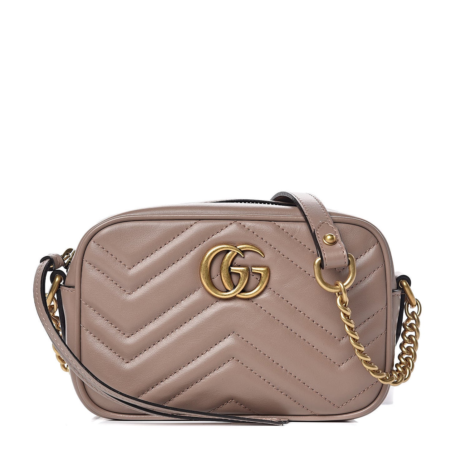 Calfskin Matelasse Mini GG Marmont Chain Shoulder Bag Porcelain Rose