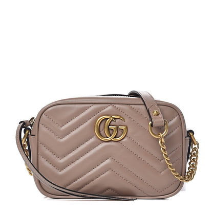 Gucci Calfskin Matelasse Mini GG Marmont Chain Shoulder Bag Porcelain Rose 1 of 12