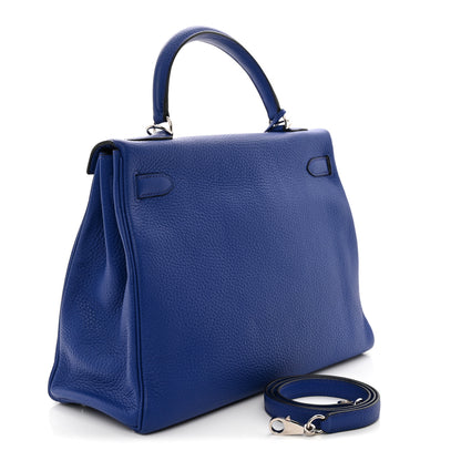 Hermes Taurillon Clemence Kelly Retourne 32 Bleu Electrique 3 of 11