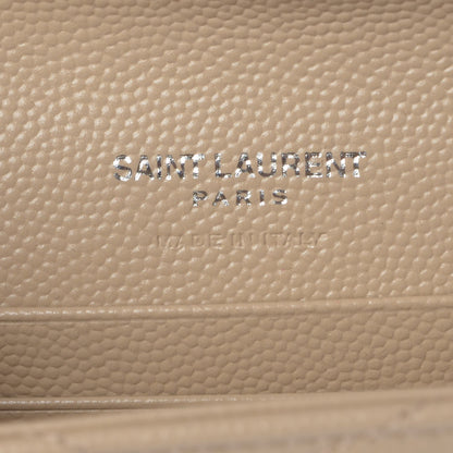 Saint Laurent Grain De Poudre Matelasse Chevron Small Monogram Envelope Wallet Dark Beige 6 of 8