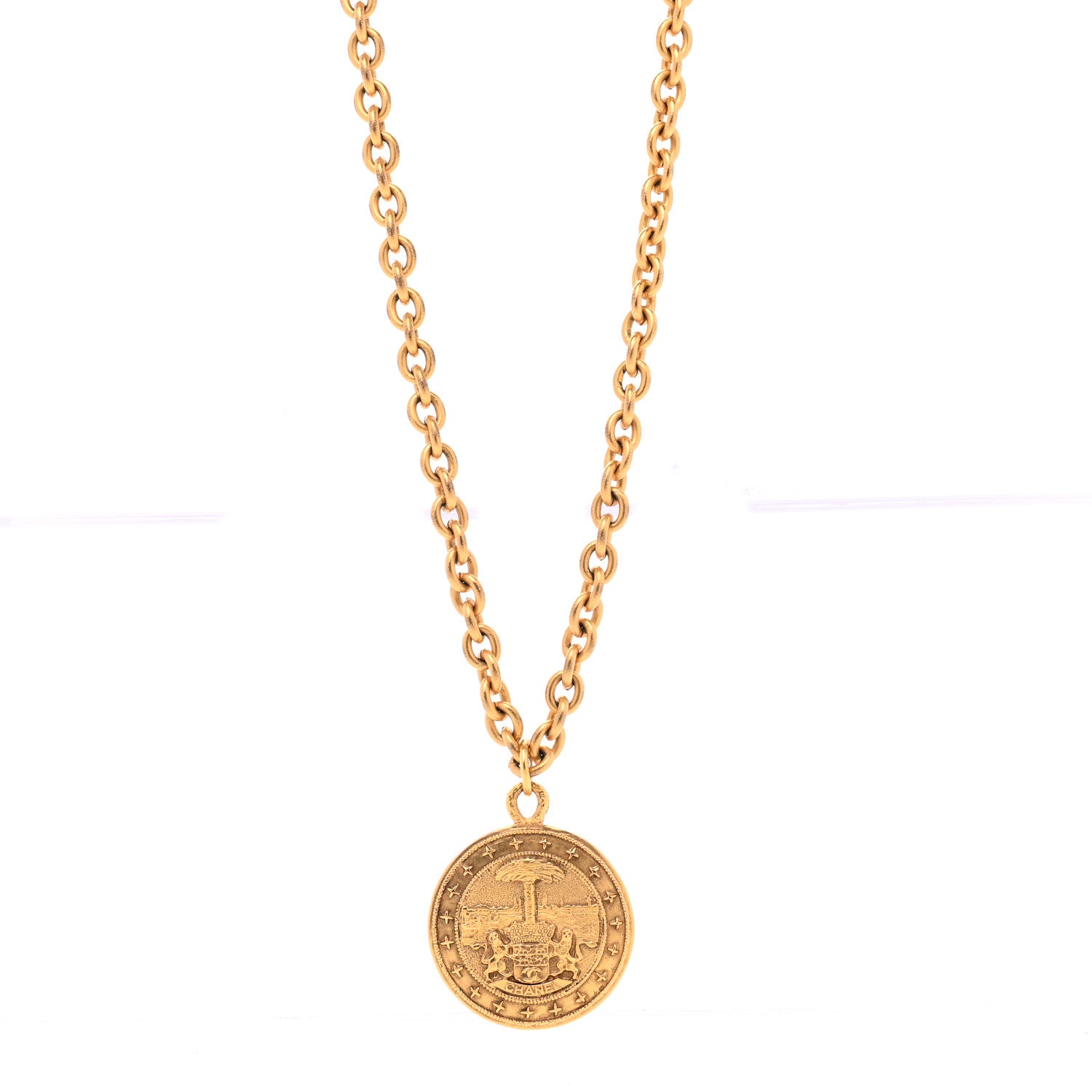 Chanel Metal Medallion CC Chain Necklace Gold 1 of 6