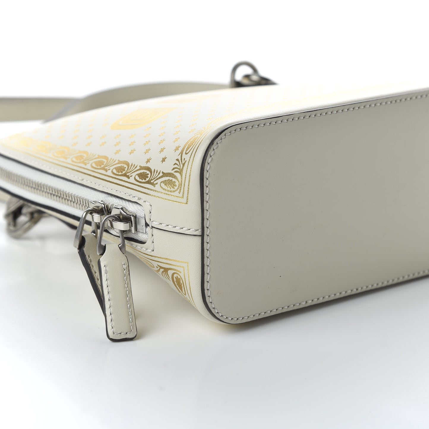 X SEGA Calfskin GUCCY Stars Mini Dome Shoulder Bag Mystic White Gold