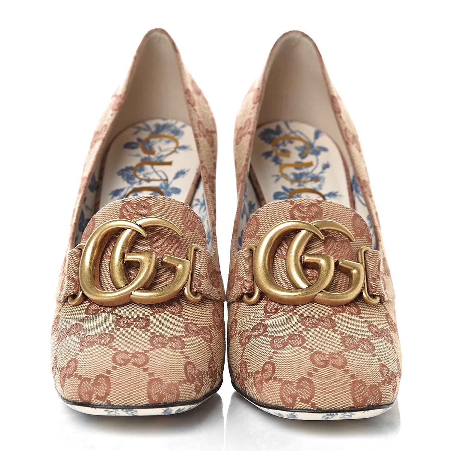 Gucci Monogram GG Victoire 95mm Loafer Pumps 38 Beige Ruggine 2 of 9