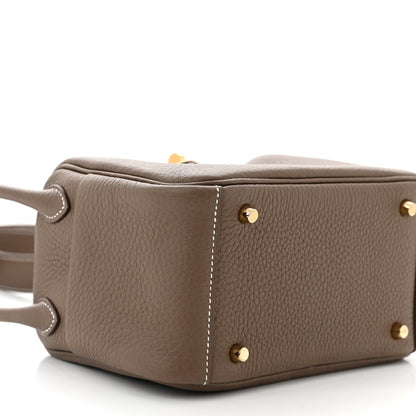 Hermes Taurillon Clemence Mini Lindy 20 Etoupe 9 of 11