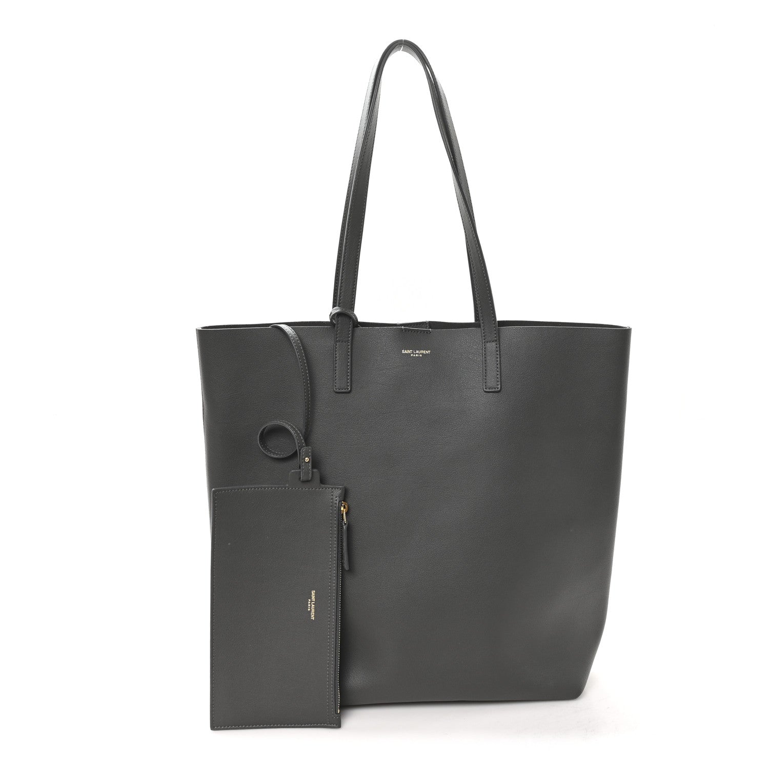 Saint Laurent Calfskin North-South Shopping Tote Storm 3 of 13