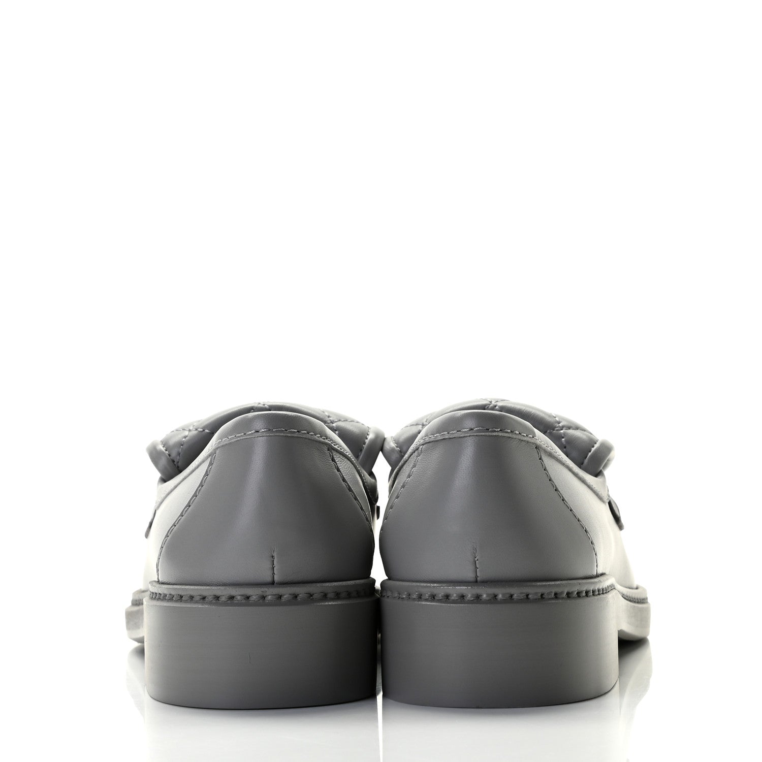 Chanel Lambskin Quilted CC Turnlock Loafers 38 Grey 5 of 9