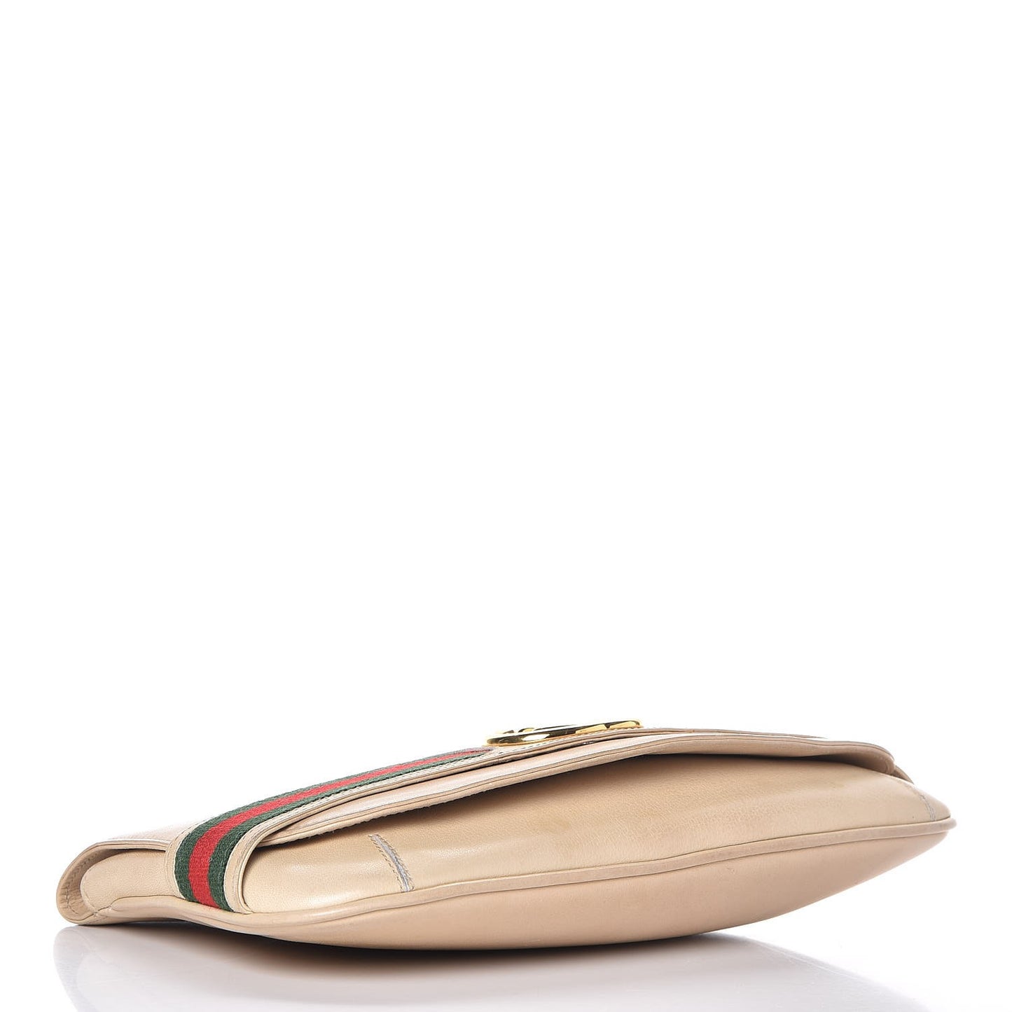 Calfskin Web GG Signature Clutch Beige