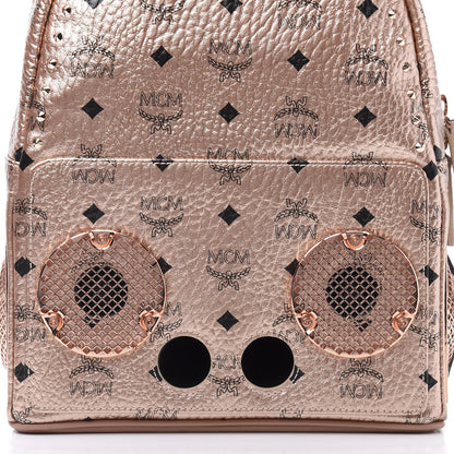 MCM Metallic X Wizpak Visetos Studded Sound System Speaker Backpack Champagne Gold 13 of 14