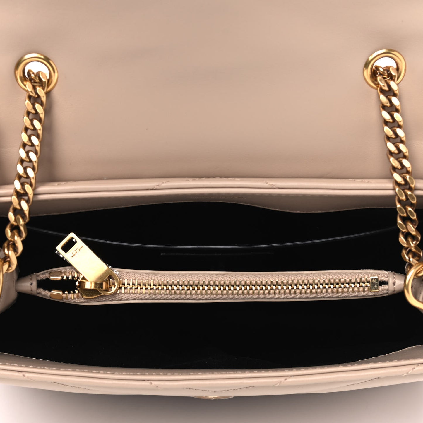 Calfskin Y Quilted Monogram Small Loulou Chain Satchel Dark Beige