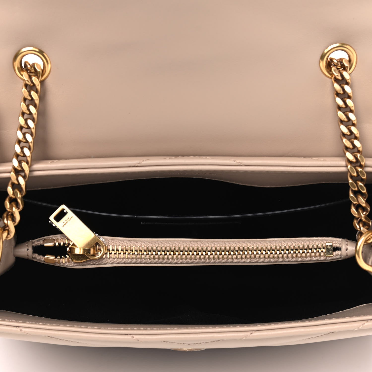 Saint Laurent Calfskin Y Quilted Monogram Small Loulou Chain Satchel Dark Beige 4 of 4