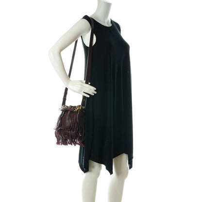 Saint Laurent Calfskin Small Emmanuelle Fringe Bucket Bag Bordeaux 2 of 7