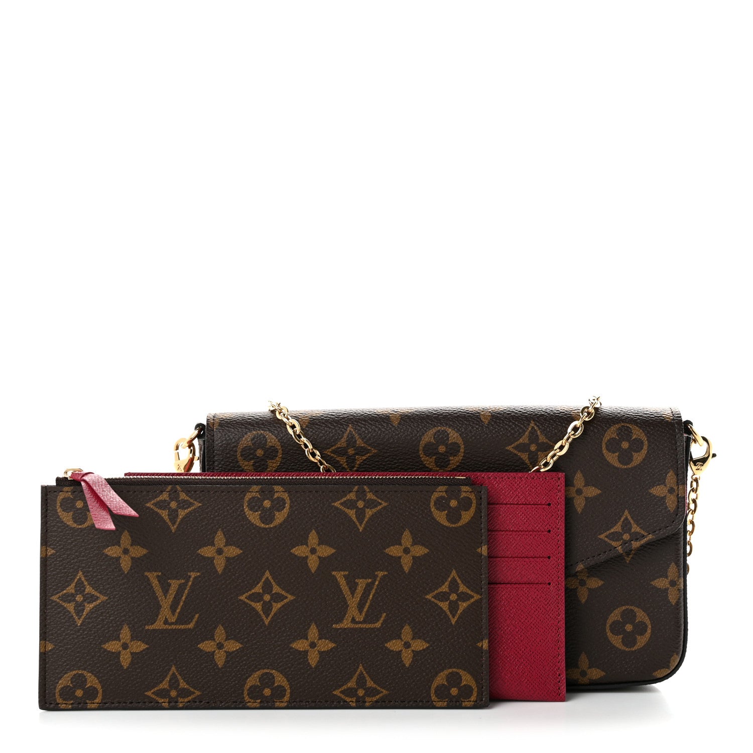 Louis Vuitton Monogram Pochette Felicie Chain Wallet Fuchsia 3 of 10