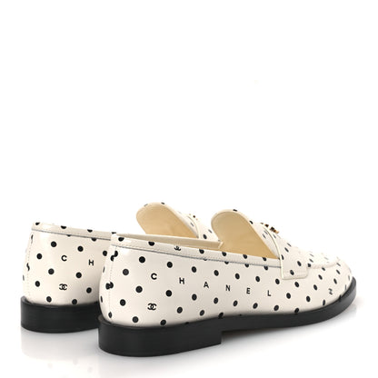 Chanel Printed Calfskin CC Dots Moccasin Loafers 36 Ivory Black 5 of 11