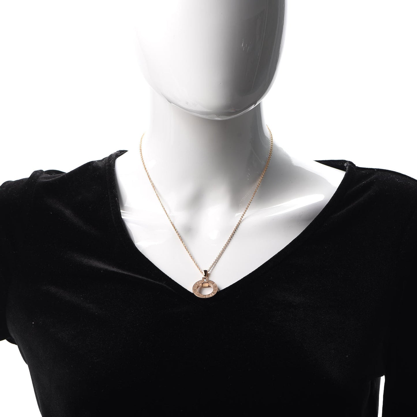 18K Rose Gold Diamond BVLGARI BVLGARI Pendant Necklace