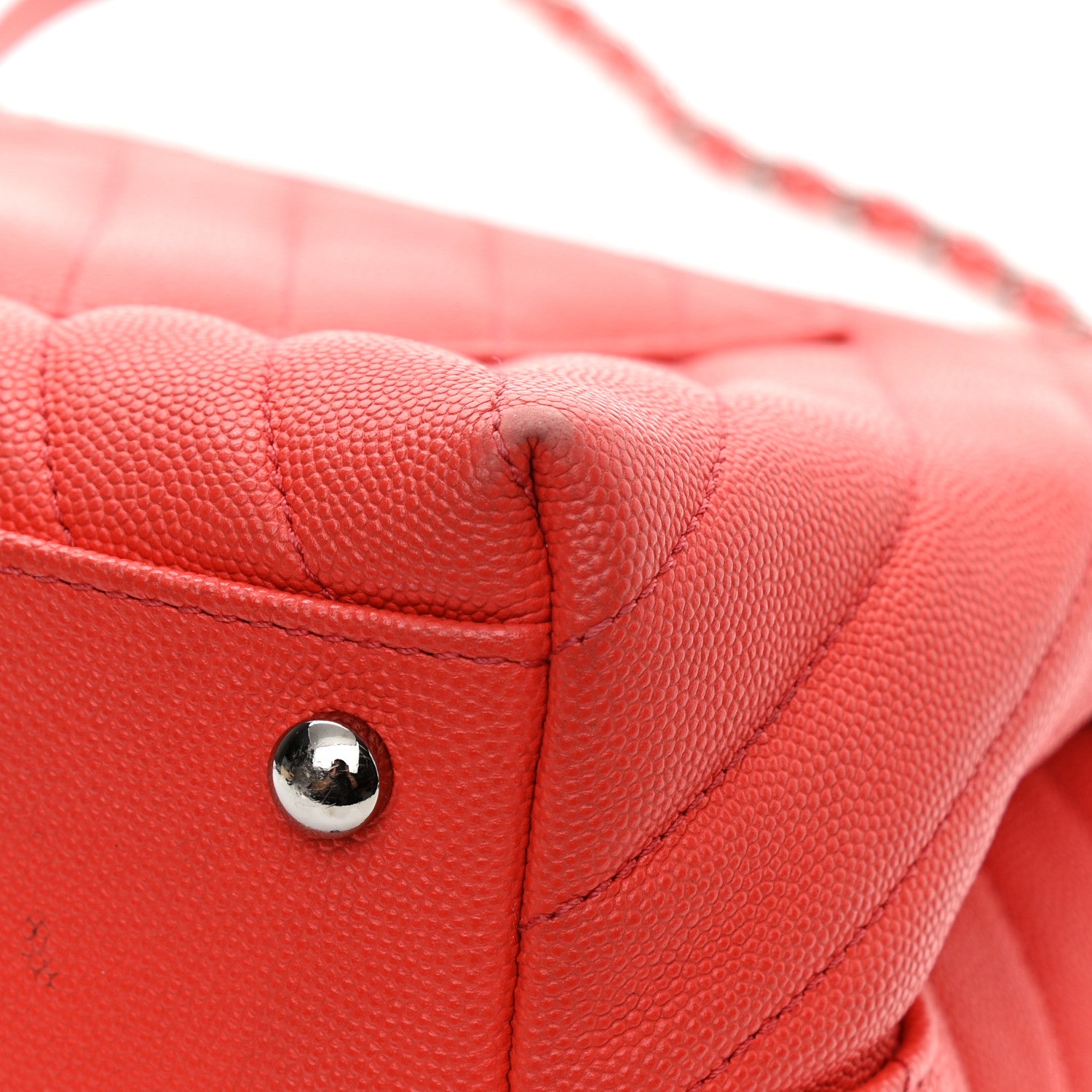 Chanel Caviar Chevron Quilted Small Coco Handle Flap Red 14 of 21