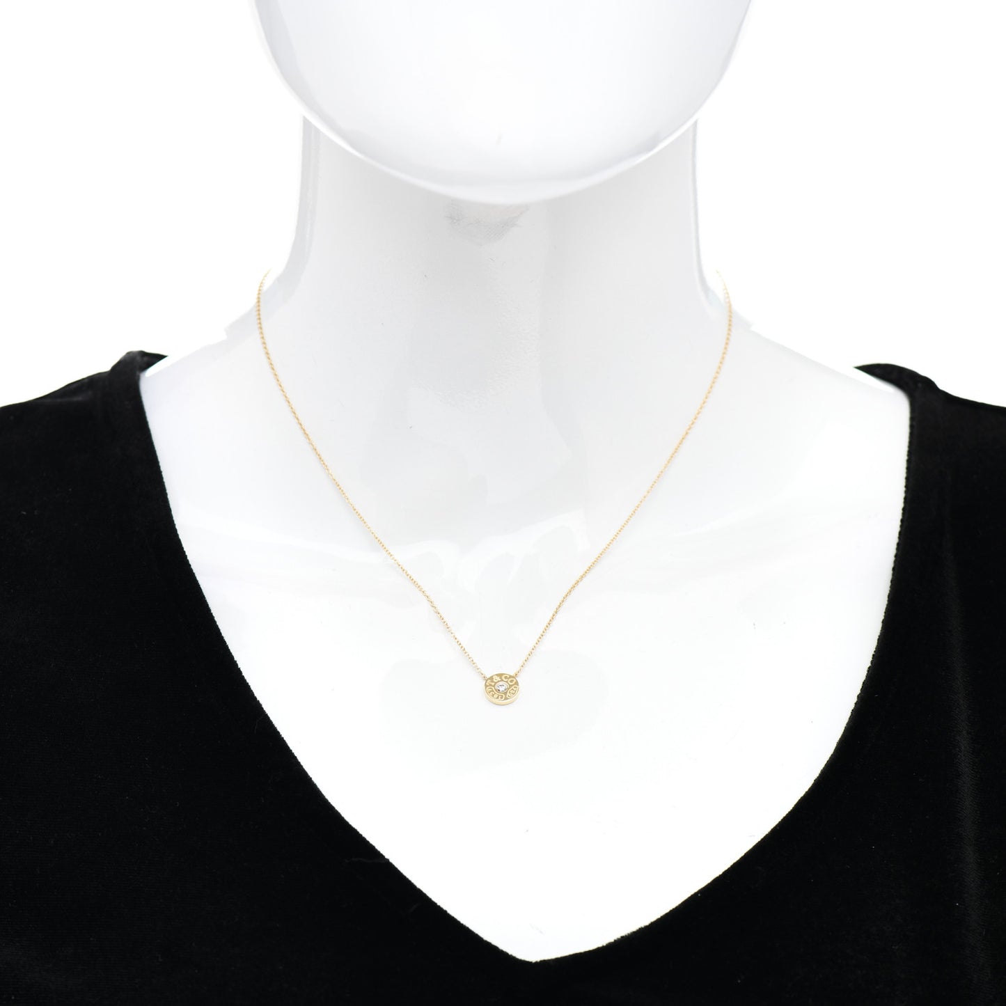 18K Yellow Gold Diamond 1837 Circle Pendant Necklace