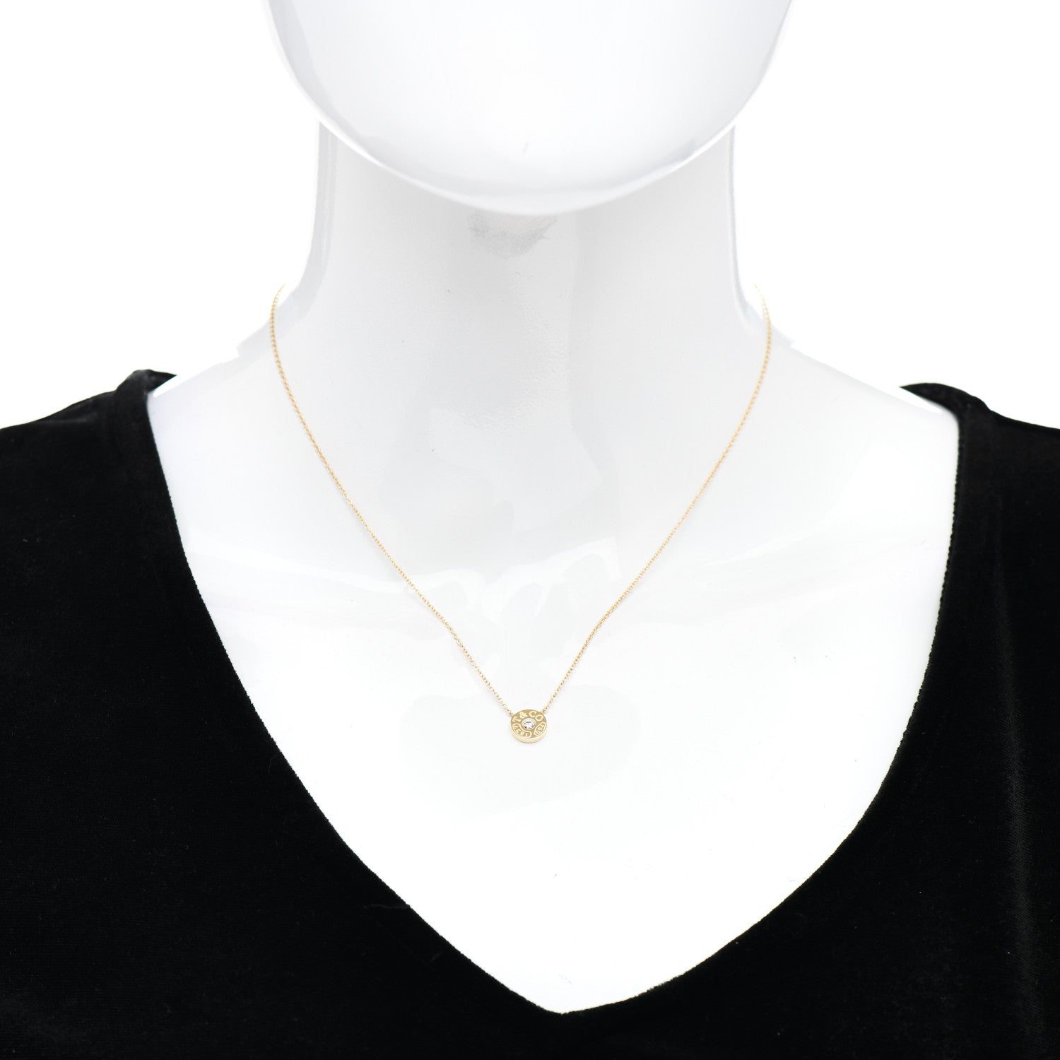 Tiffany 18K Yellow Gold Diamond 1837 Circle Pendant Necklace 2 of 4
