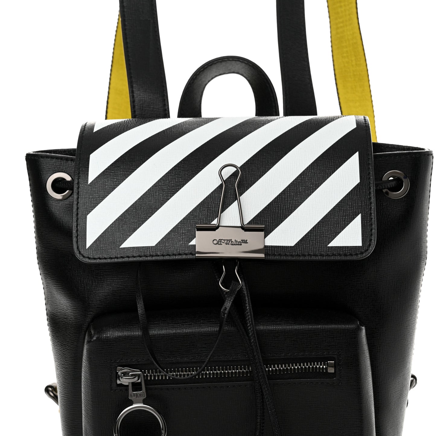 Saffiano Diag Backpack Black White